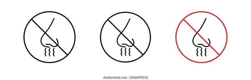 No smell signs flat and linear vector illustration on white background.