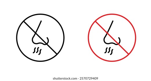 No smell signs vectors on white background.