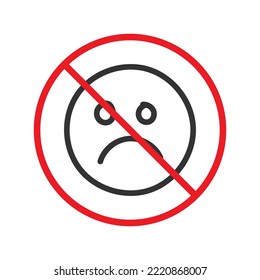 No smile icon. Forbidden emoji icon. No smile vector symbol. Prohibited vector icon. Warning, caution, attention, restriction flat sign design. Do not smile pictogram