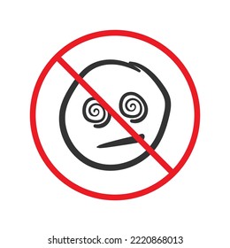 No smile icon. Forbidden emoji icon. No smile vector symbol. Prohibited vector icon. Warning, caution, attention, restriction flat sign design. Do not smile pictogram