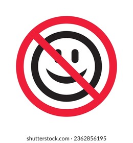 No smile icon. Forbidden emoji icon. No smile vector symbol. Prohibited vector icon. Warning, caution, attention, restriction flat sign design. Do not smile pictogram