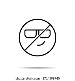 No smiling, face, with, sunglasses icon. Simple thin line, outline vector of emotion icons for ui and ux, website or mobile application on white background
