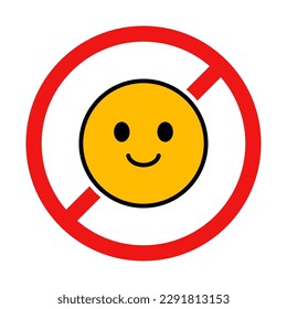 No Smiling Sign on White Background