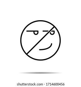 No smirking, face icon. Simple thin line, outline vector of emotion icons for ui and ux, website or mobile application on white background