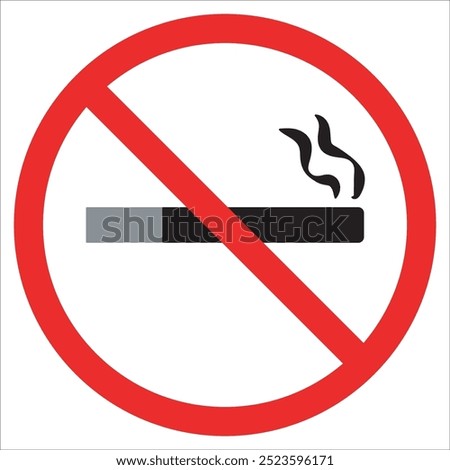 no smocking Red Prohibition stop sign, Red circle warning and no entry or access with symbol, simply vector graphic illustration, isolated on white background with no smocking cigarettes symbol