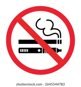 No smoke Cigarette sign in red circle crossed out