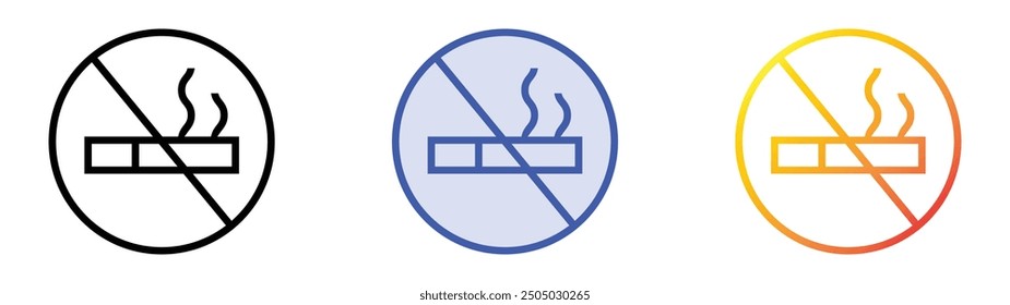 no smoke icon. Linear, Blue Fill and Gradient Style Design Isolated On White Background