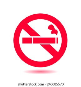 No smoke icon. Stop smoking symbol. Vector illustration. Filter-tipped cigarette. Icon for public places. 