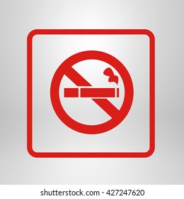 No smoke icon. Stop smoking symbol. Vector illustration. Filter-tipped cigarette. Icon for public places. 