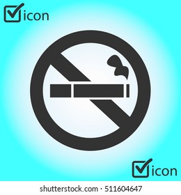 No smoke icon. Stop smoking symbol. Vector illustration. Filter-tipped cigarette. Icon for public places. 