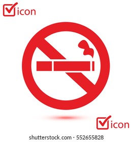 No smoke icon. Stop smoking symbol. Vector illustration. Filter-tipped cigarette. Icon for public places. 