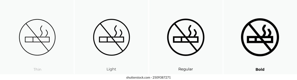 no smoke icon. Thin, Light Regular And Bold style design isolated on white background