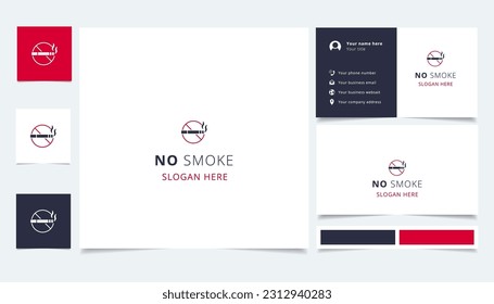 No smoke logo design with editable slogan. Branding book and business card template.