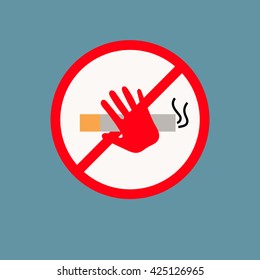 no smoke sign with red stop hand