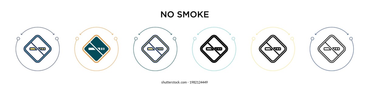 No Smoke Signal Icon In Filled, Thin Line, Outline And Stroke Style. Vector Illustration Of Two Colored And Black No Smoke Signal Vector Icons Designs Can Be Used For Mobile, Ui, Web