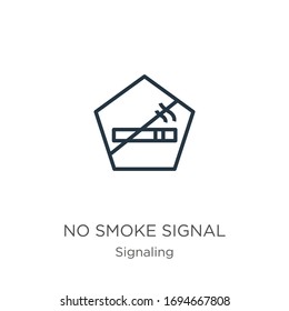 No Smoke Signal Icon. Thin Linear No Smoke Signal Outline Icon Isolated On White Background From Signaling Collection. Line Vector Sign, Symbol For Web And Mobile