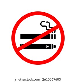 no smoke and vape vector icon. simple illustration of no smoking area isolated on white background.