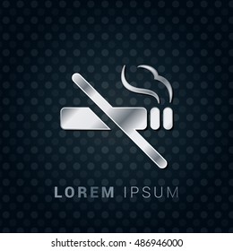 No Smoking 3D Silver/Platinum/Steel Metallic Premium Icon / Logo Design