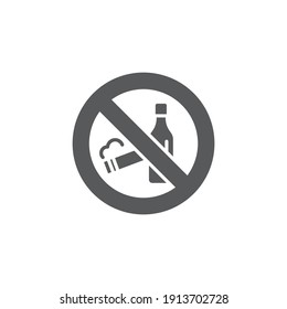 No Smoking And Alcohol Drinking Icon, Color, Line, Outline Vector Sign, Linear Style Pictogram Isolated On White. Symbol, Logo Illustration