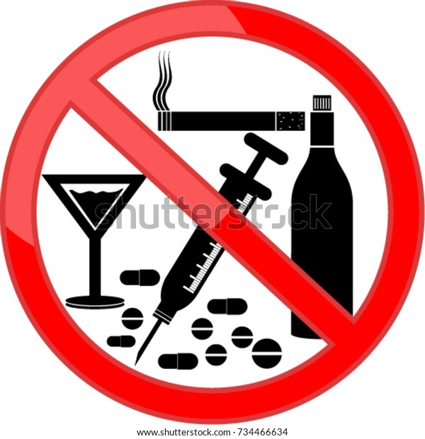 No Smoking Alcohol Drugs Stock Vector Royalty Free 734466634 3885