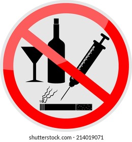 No Smoking, Alcohol and Drugs Isolated on White Background 
