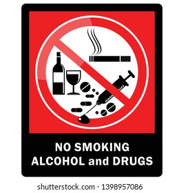 No Smoking Alcohol Drugs Sign Stock Vector (Royalty Free) 1398957086 ...