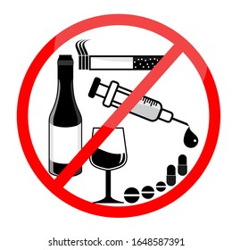 No Smoking Alcohol Drugs Sticker Stock Vector (Royalty Free) 1648587391 ...