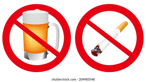 No smoking and No alcohol sign Vector