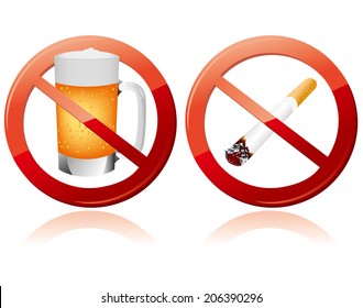 No Smoking No Alcohol Sign Vector Stock Vector (Royalty Free) 204983548