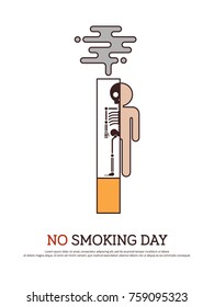 No smoking and anti tobacco concept flat design, vector illustration
