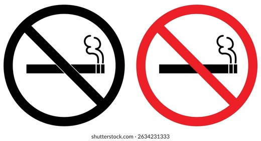 No smoking area  in black and red. No smoking. ban symbol. No smoking symbol. No smoke circle . forbidden icon. stop symbol icon set.