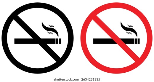 No smoking area  in black and red. No smoking. ban symbol. No smoking symbol. No smoke circle . forbidden icon. stop symbol icon set.