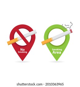 Raucher- und Rauchverbotszone. Zigarettenrauchen, Symbol für Brandgefahr