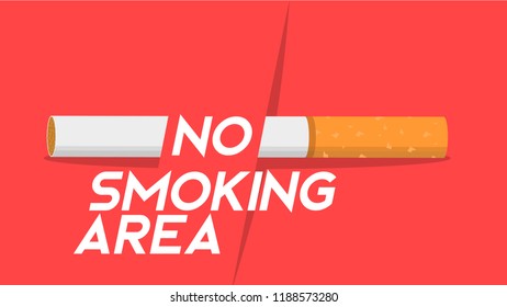 no smoking area flat style with shadow red background vector  illustration