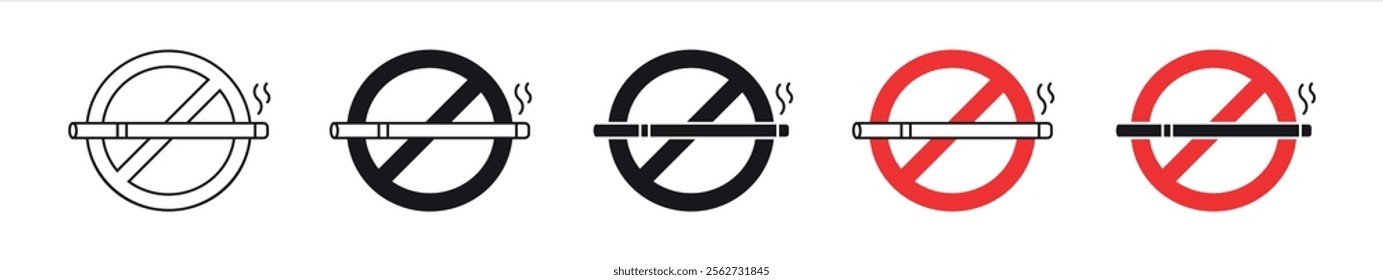 no smoking area icon set. prohibition smoking sign icon. vector illustration