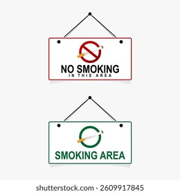 No smoking and Smoking area labels