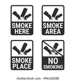 No smoking and Smoking area labels, black on a white background
