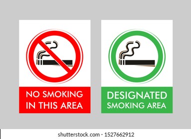 No smoking and Smoking area labels, set vector