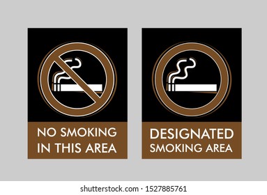 No smoking and Smoking area labels, set vector
