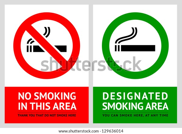 No smoking and Smoking area labels - Set 13,
vector illustration