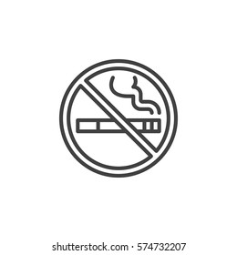 No smoking area line icon, outline vector sign, linear pictogram isolated on white. Symbol, logo illustration