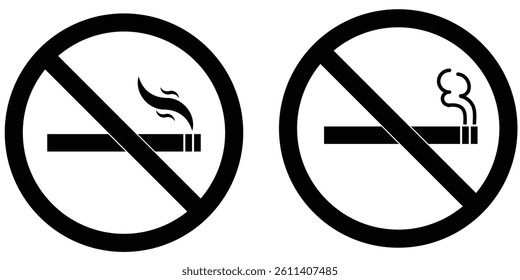 No smoking area and smoking area sign in Black and red. No smoking. ban symbol. No smoking symbol. No smoke circle in Black and red. forbidden icon. stop symbol icon set.