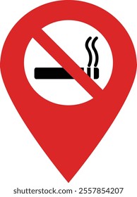 No smoking area sign . No smoking area marker map pin icon . Vector illustration