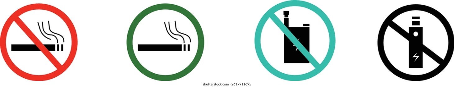 No smoking area sign printable stop symbol icon set ban silhouette icon design template.no smoke. ban. graphics Cigarette. smoking for website Multi Series design development, transparent background.