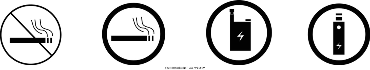 No smoking area sign printable stop symbol icon set ban silhouette icon design template.no smoke. ban. graphics Cigarette. smoking for website Multi Series design development, transparent background.