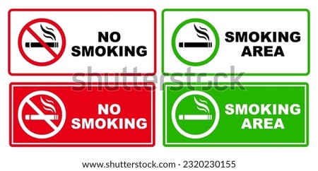 no smoking area and smoking area sign printable red stop symbol set ban prohibited silhouette icon design