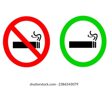 No smoking and smoking area sign. Vector illustration template.