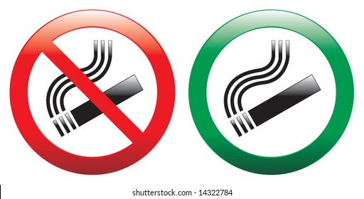 No smoking and smoking area signs