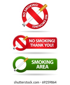 No smoking and smoking area signs