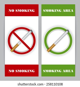No smoking and Smoking area signs, highly detailed vector